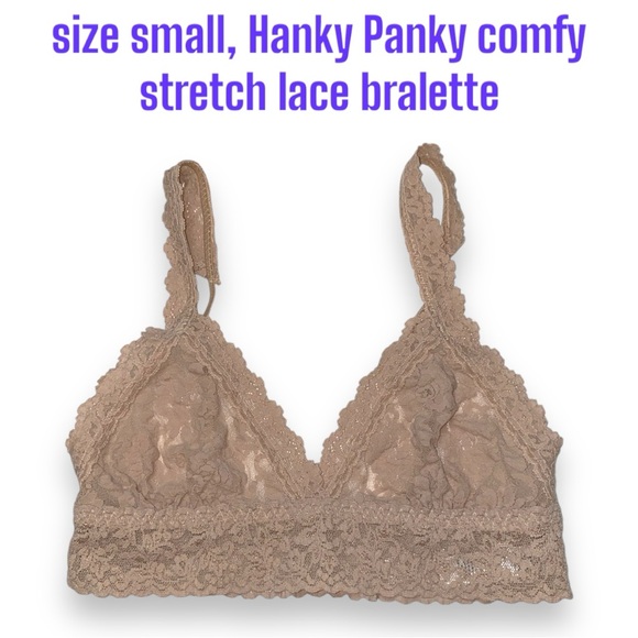 Small Hanky Panky Lace Bralette Adjustable Straps, Beige, Light Nude Comfy! VGUC - Picture 1 of 16